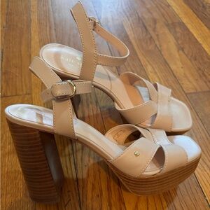 Kate Spade Leather Chunky Block Heel Sandals Ankle Strap Womens Sz 8